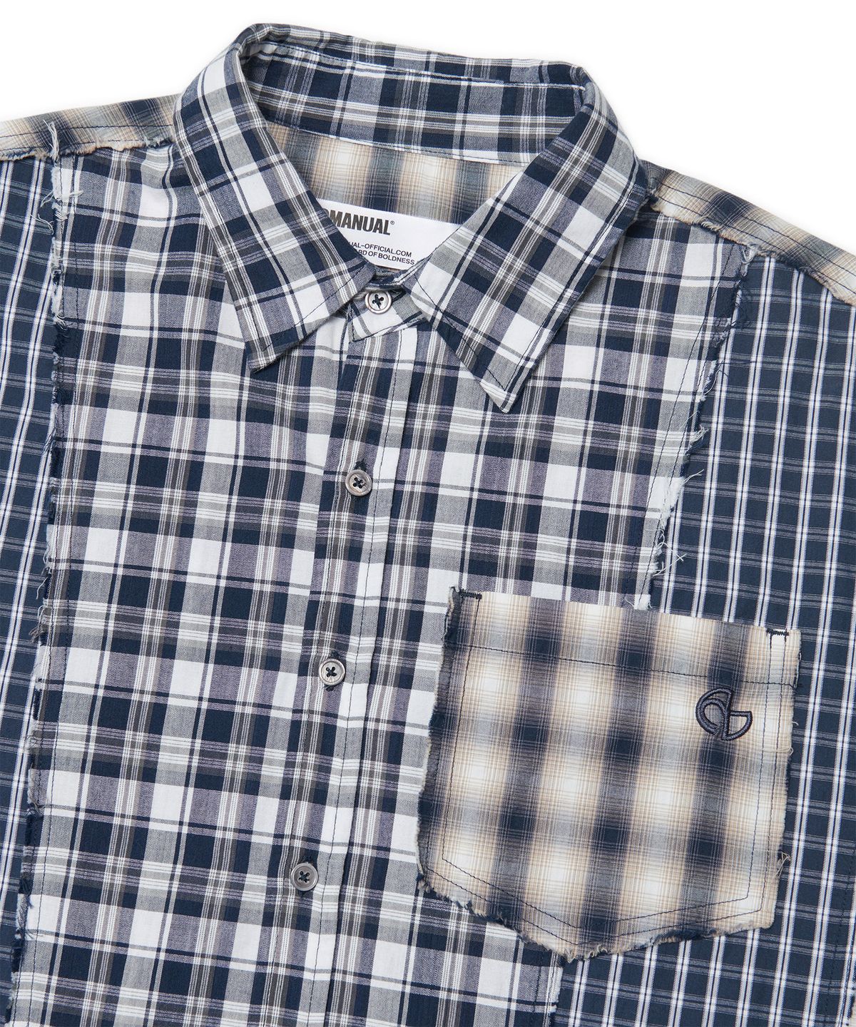 노매뉴얼(NOMANUAL) RAW EDGE CHECK SHIRT - NAVY