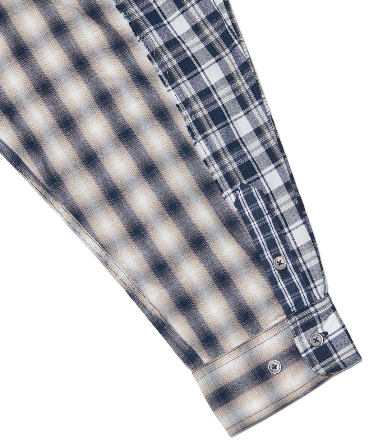 노매뉴얼(NOMANUAL) RAW EDGE CHECK SHIRT - NAVY