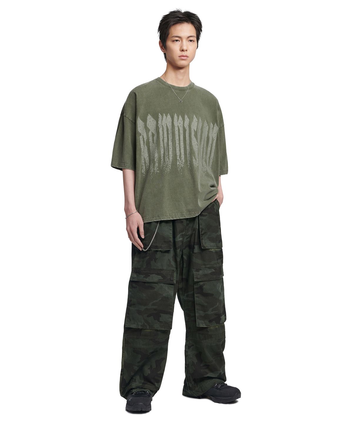 노매뉴얼(NOMANUAL) R.V BOX T-SHIRT - WASHED KHAKI