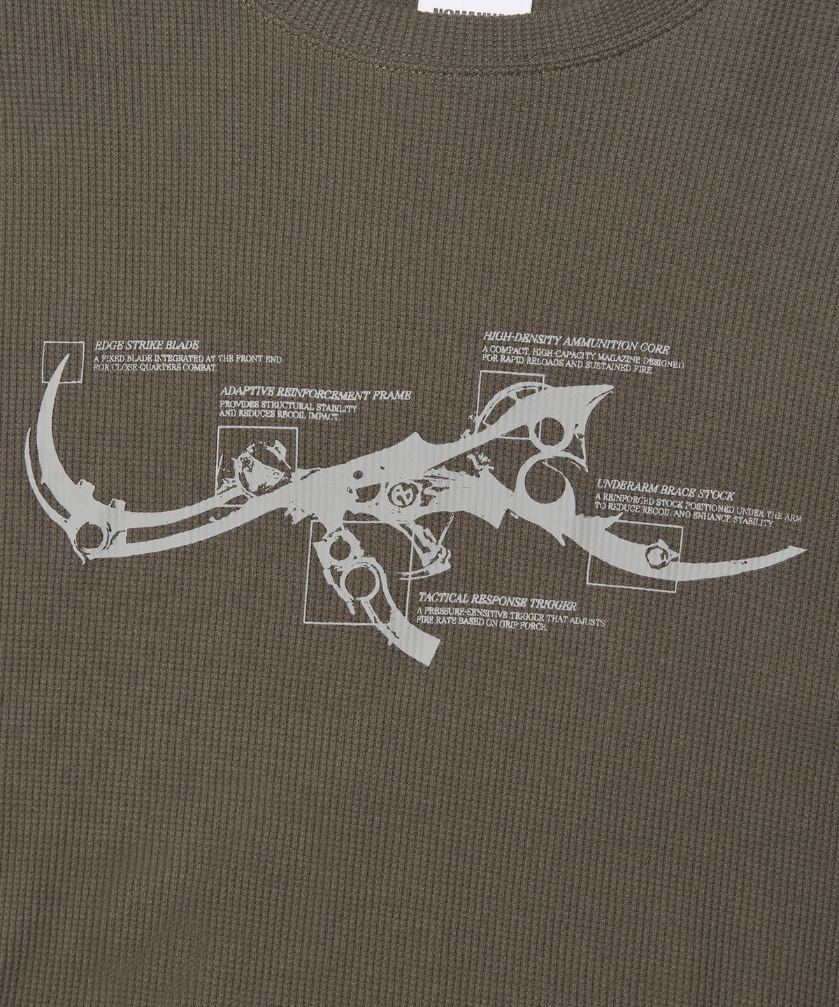 노매뉴얼(NOMANUAL) NM RIFLE WAFFLE LONG SLEEVE TEE - CHARCOAL