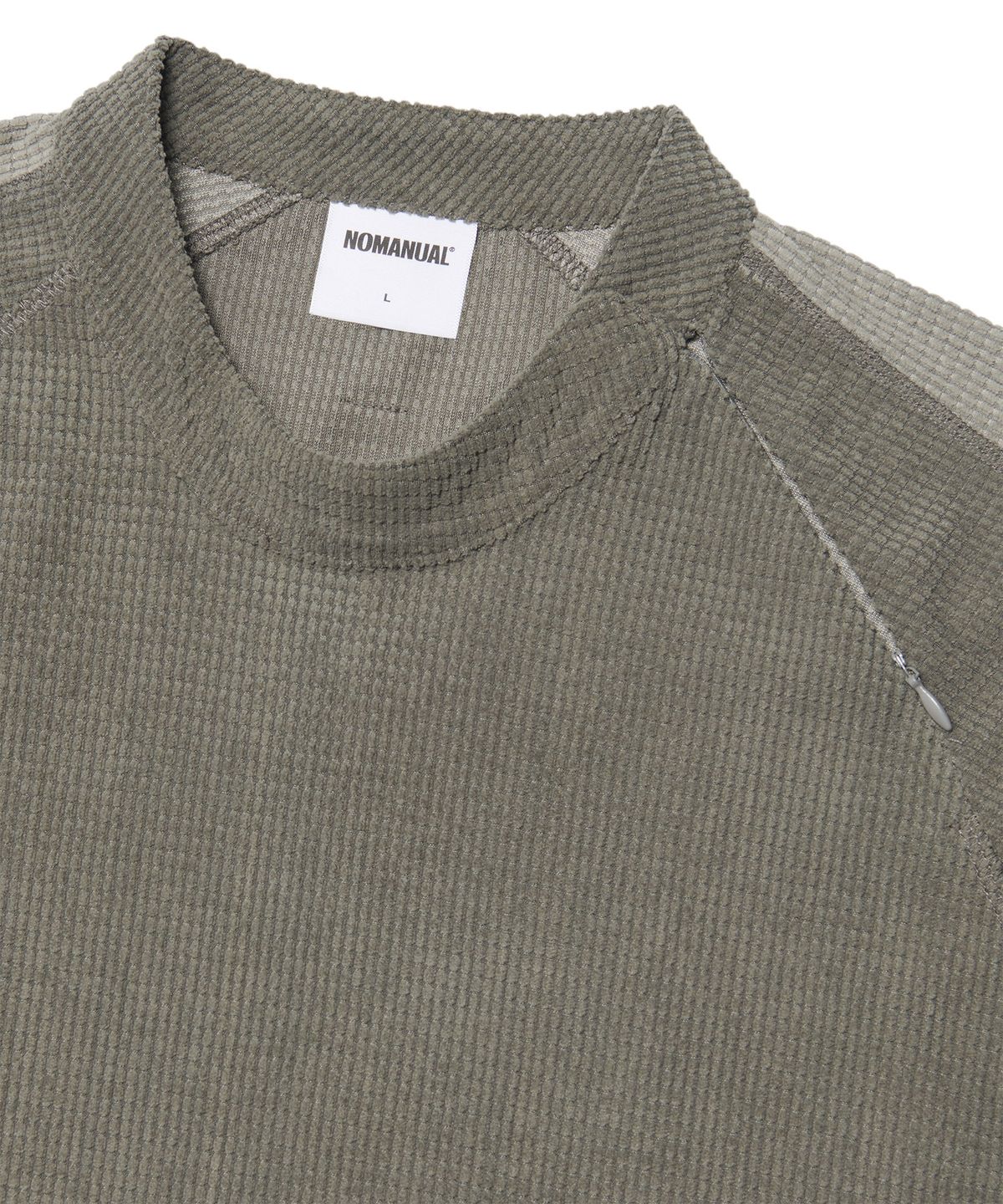노매뉴얼(NOMANUAL) HEAVY WAFFLE LONG SLEEVE TEE - CHARCOAL