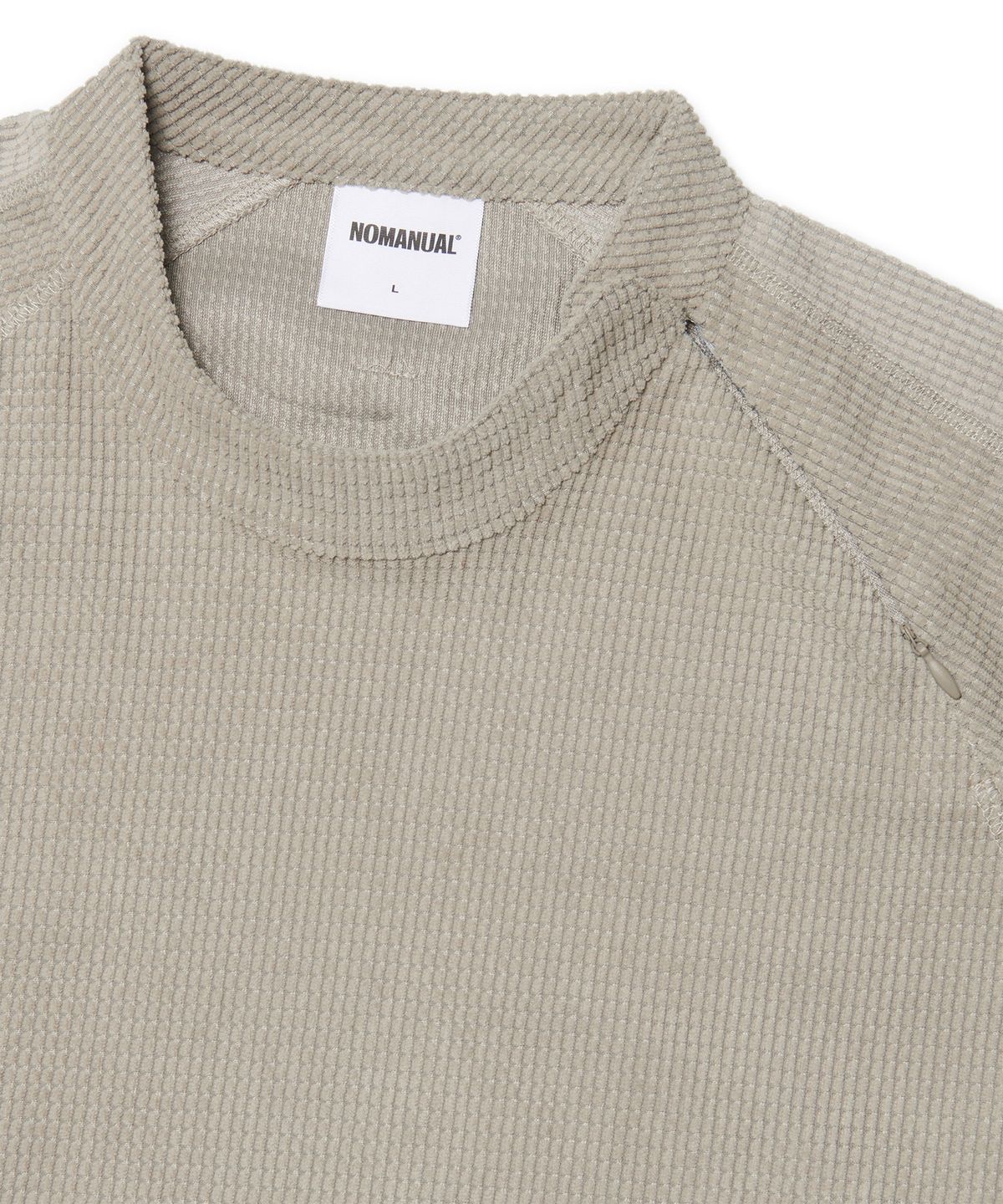노매뉴얼(NOMANUAL) HEAVY WAFFLE LONG SLEEVE TEE - LIGHT GRAY