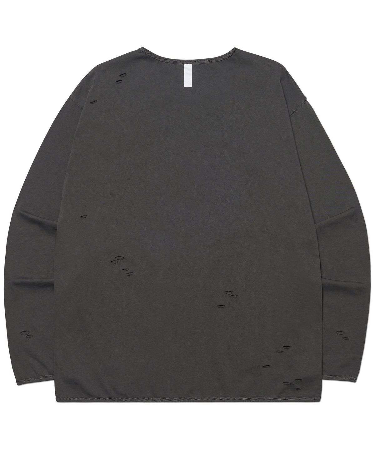 노매뉴얼(NOMANUAL) DAMAGED LONG SLEEVE TEE - CHARCOAL