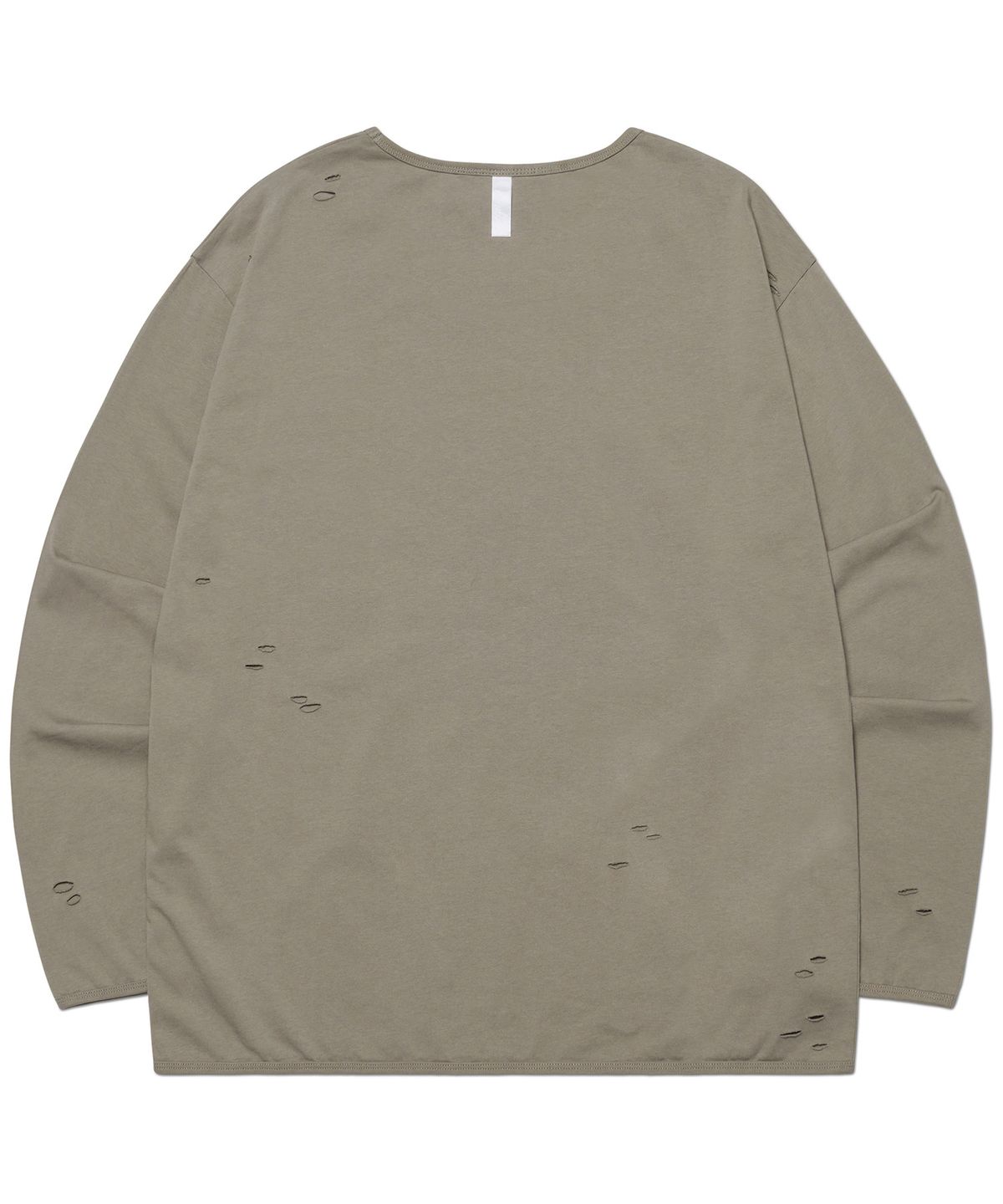 노매뉴얼(NOMANUAL) DAMAGED LONG SLEEVE TEE - WARM GRAY