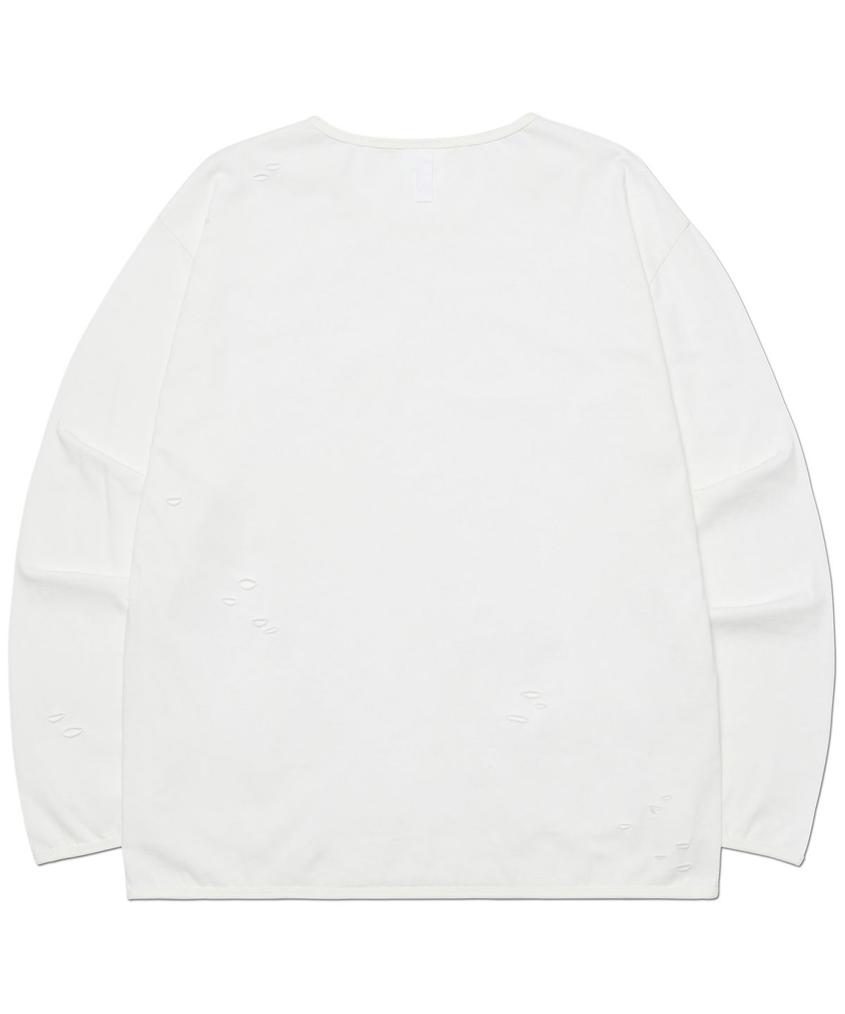 노매뉴얼(NOMANUAL) DAMAGED LONG SLEEVE TEE - WHITE