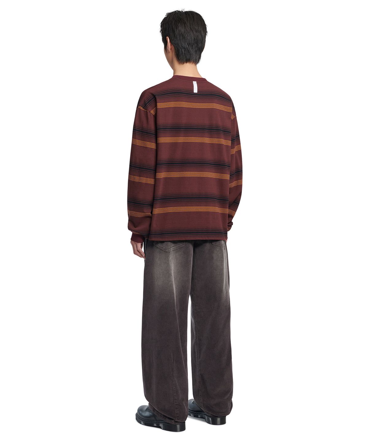 노매뉴얼(NOMANUAL) NM STRIPED LONG SLEEVE TEE - BURGUNDY