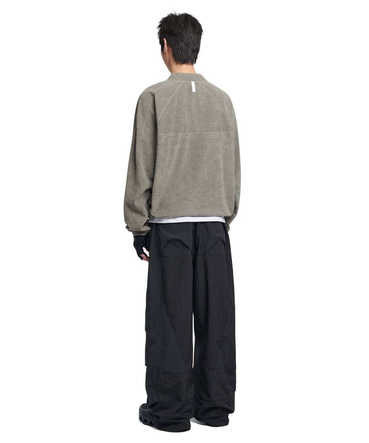 노매뉴얼(NOMANUAL) HEAVY WAFFLE HALF ZIP-UP - GRAY