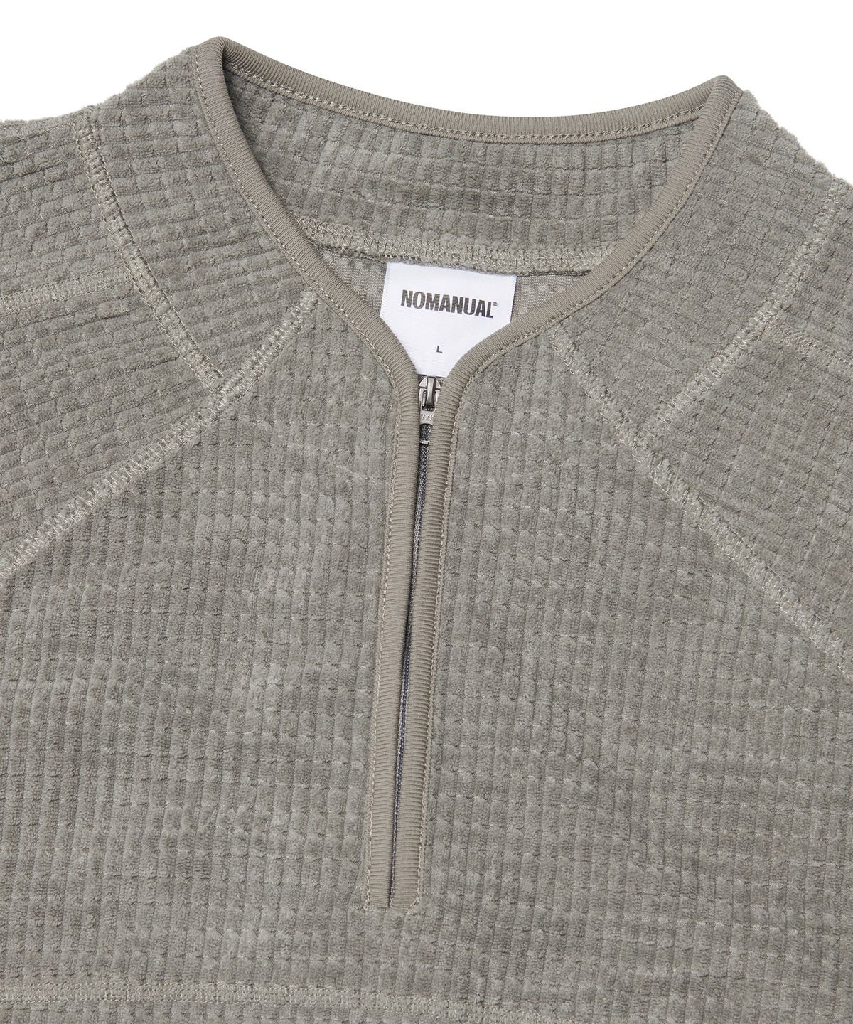 노매뉴얼(NOMANUAL) HEAVY WAFFLE HALF ZIP-UP - GRAY