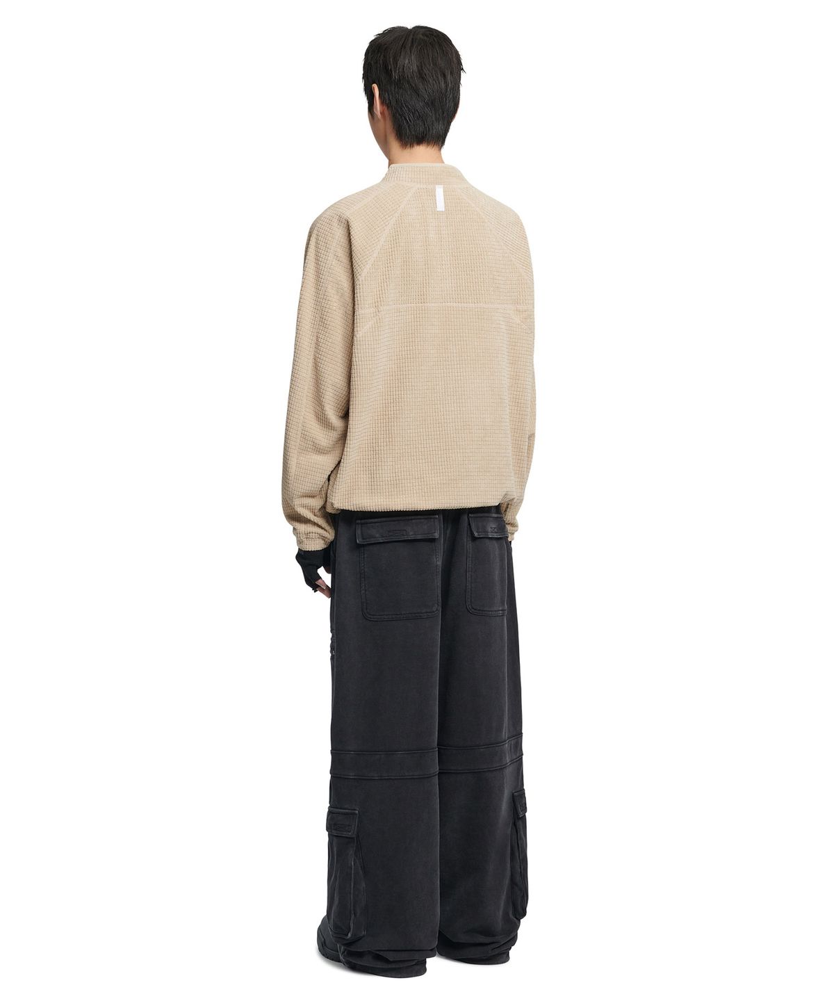 노매뉴얼(NOMANUAL) HEAVY WAFFLE HALF ZIP-UP - OATMEAL