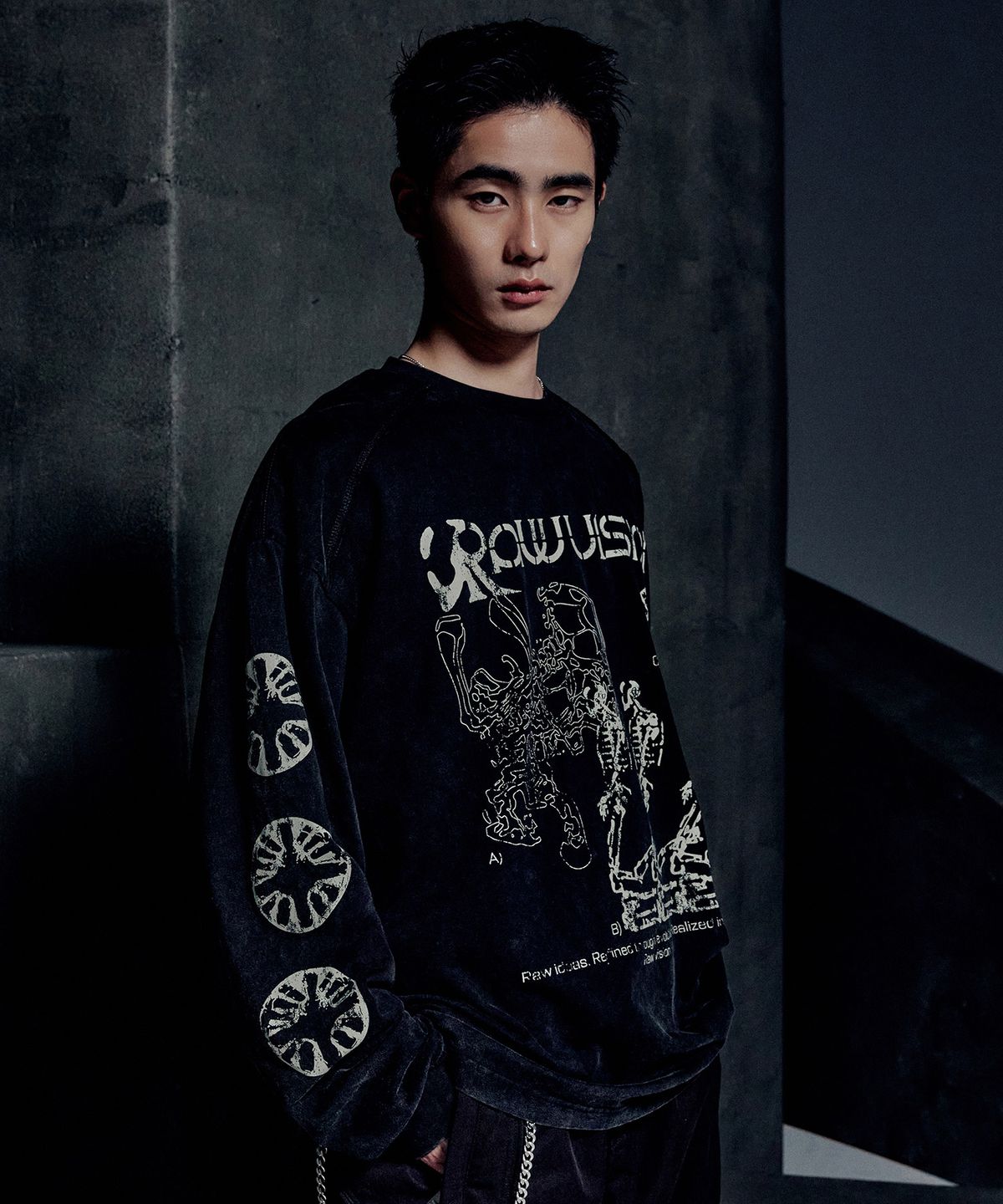노매뉴얼(NOMANUAL) S.I LONG SLEEVE TEE - WASHED BLACK