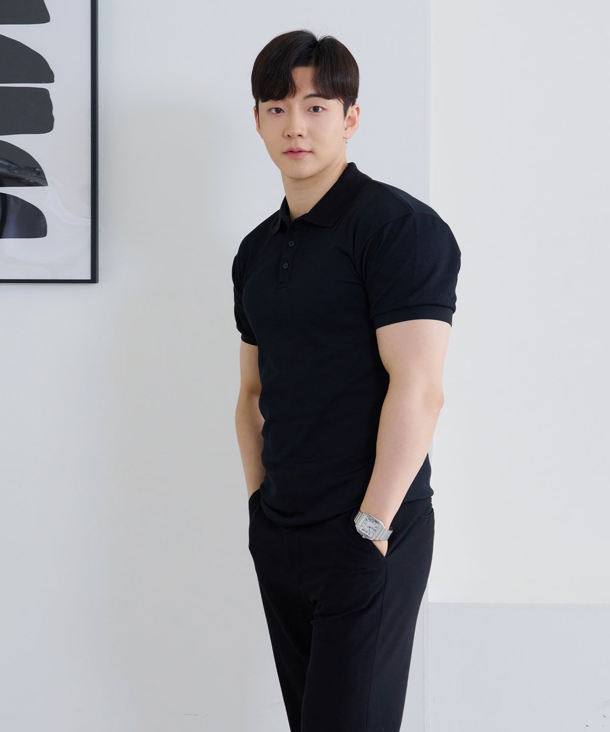 핵쿨남(HECKCOOLNAM) 어깨넓어보이는 남자 머슬핏 반팔 프리미엄 카라 티셔츠