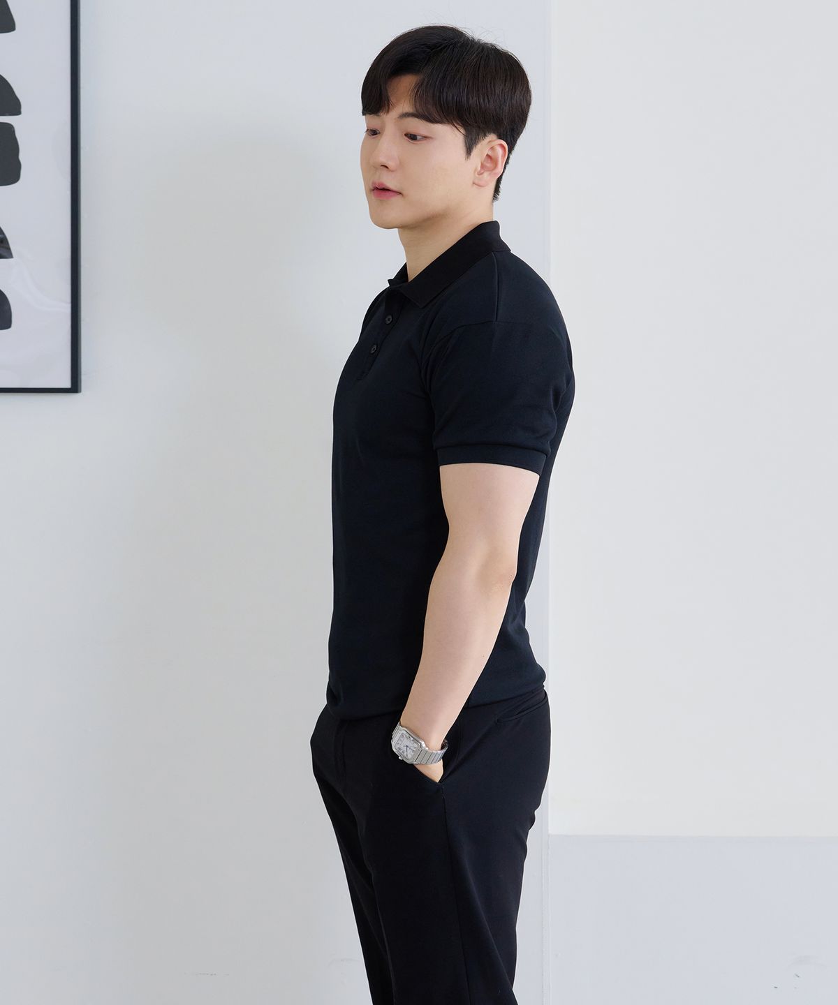 핵쿨남(HECKCOOLNAM) 어깨넓어보이는 남자 머슬핏 반팔 프리미엄 카라 티셔츠
