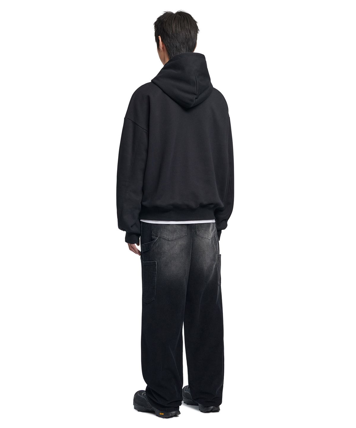 노매뉴얼(NOMANUAL) STAMPED LOGO HOODIE - BLACK
