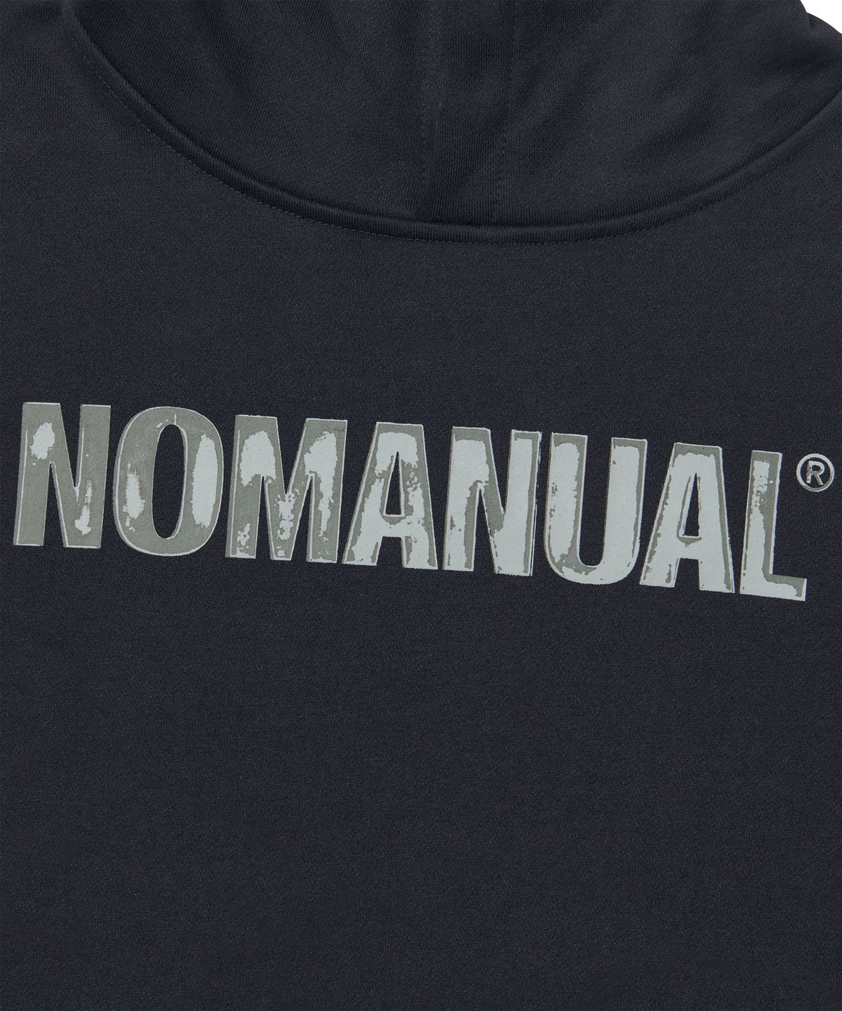 노매뉴얼(NOMANUAL) STAMPED LOGO HOODIE - BLACK