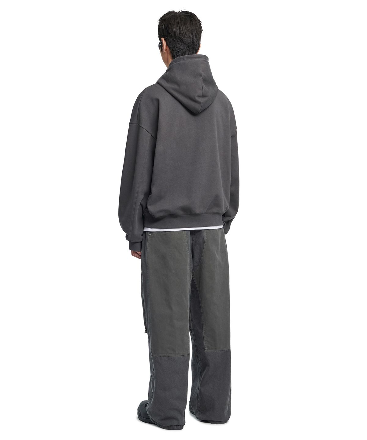 노매뉴얼(NOMANUAL) STAMPED LOGO HOODIE - CHARCOAL