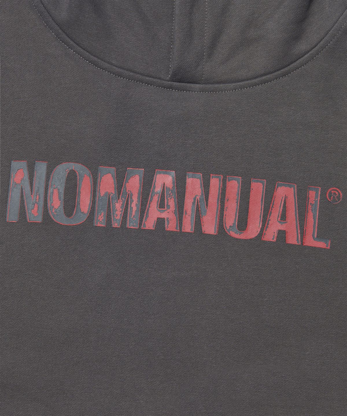 노매뉴얼(NOMANUAL) STAMPED LOGO HOODIE - CHARCOAL