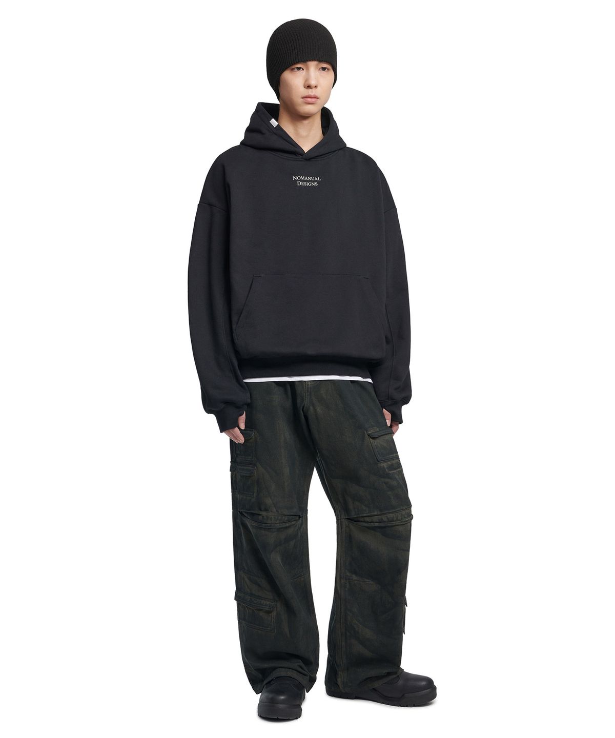 노매뉴얼(NOMANUAL) ROBOTIC HAND NM HOODIE - BLACK