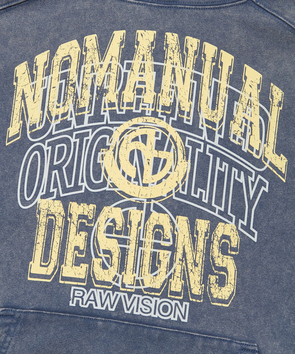 노매뉴얼(NOMANUAL) LAYERED ARCH GRAPHIC HOODIE - WASHED NAVY