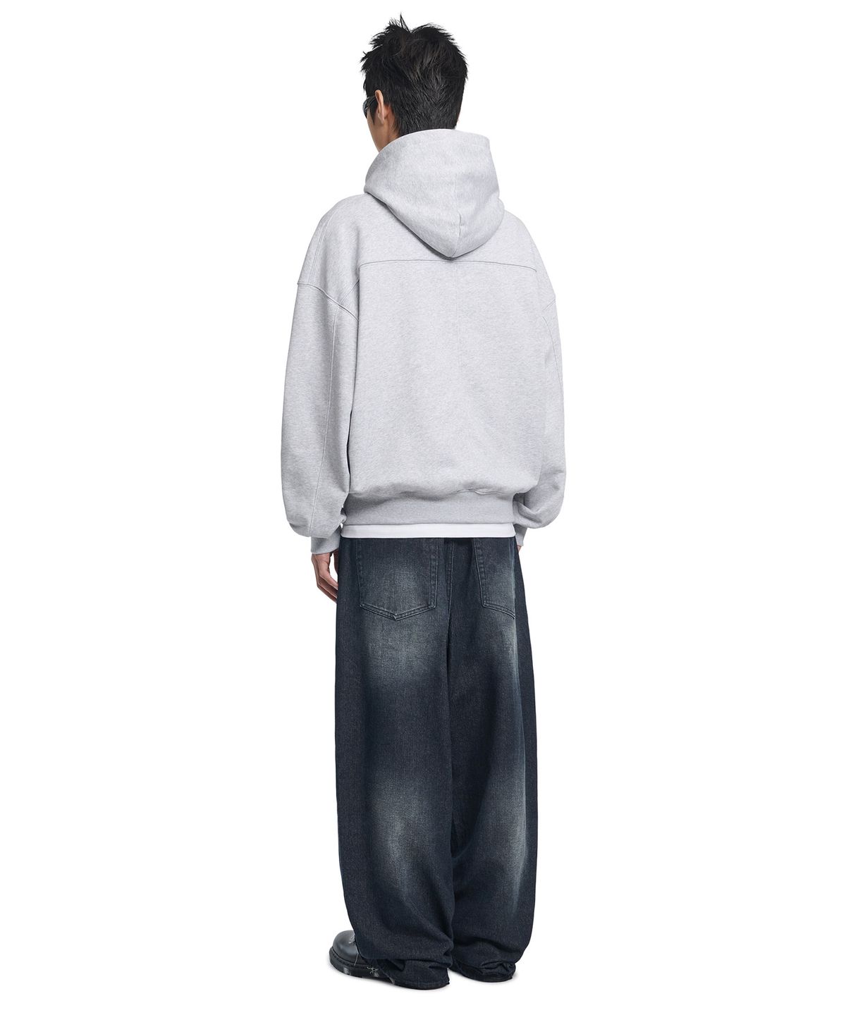 노매뉴얼(NOMANUAL) LAYERED ARCH GRAPHIC HOODIE - MELANGE