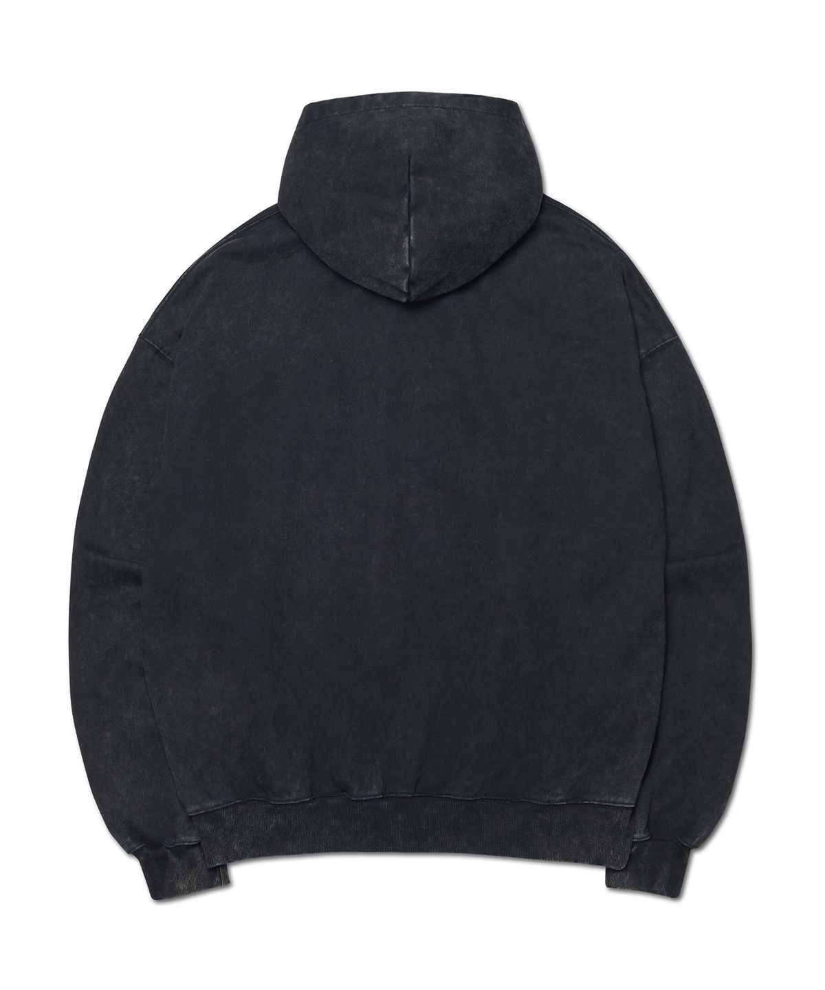 노매뉴얼(NOMANUAL) ENGINE GRAPHIC DAMAGED HOODIE - WASHED BLACK