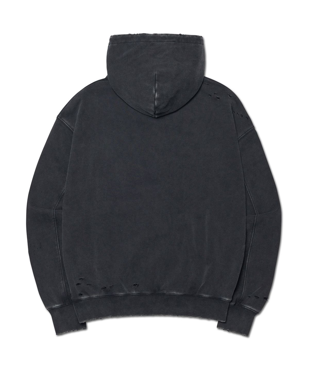 노매뉴얼(NOMANUAL) DAMAGED HOODIE - WASHED BLACK