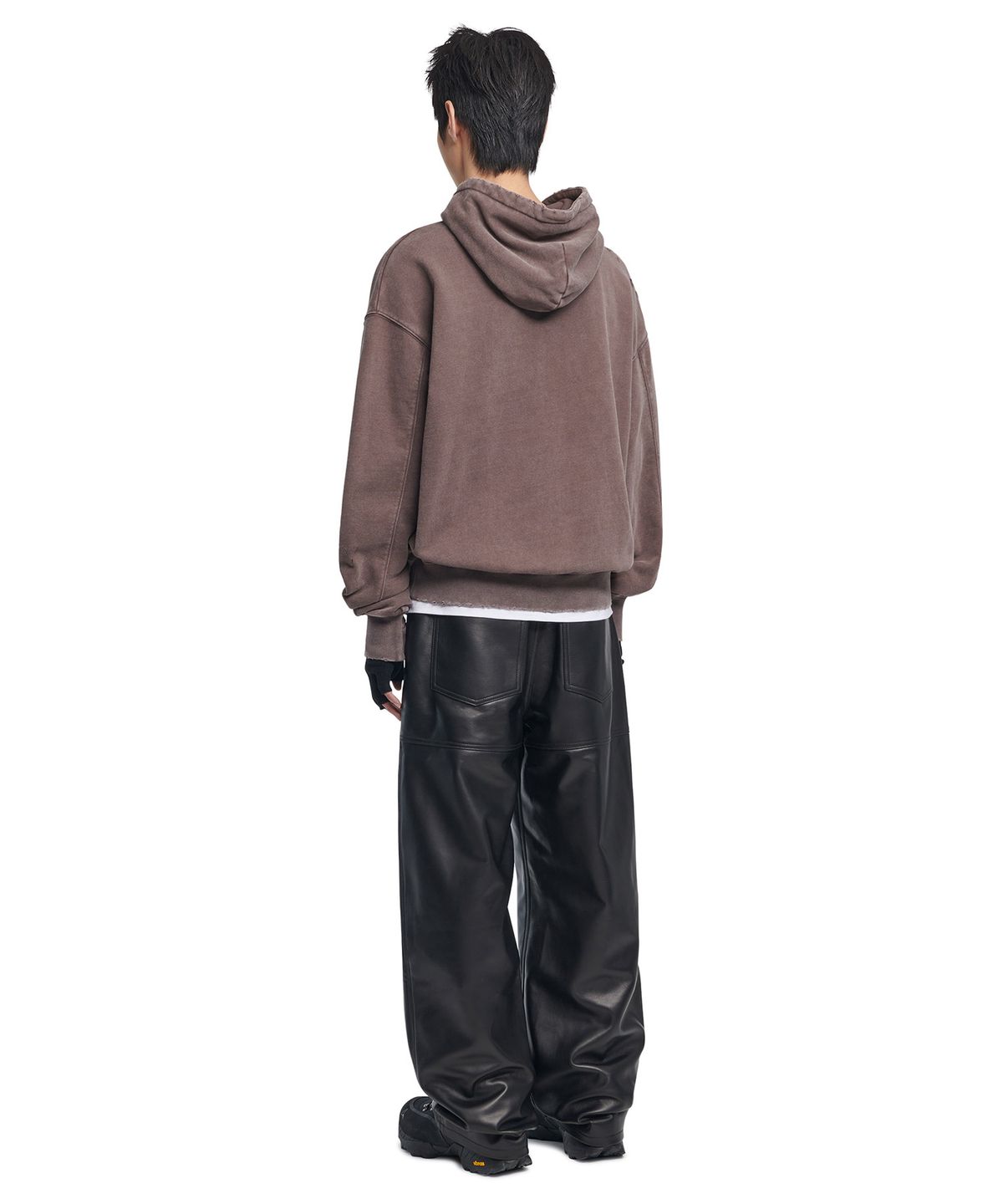 노매뉴얼(NOMANUAL) DAMAGED HOODIE - WASHED BROWN