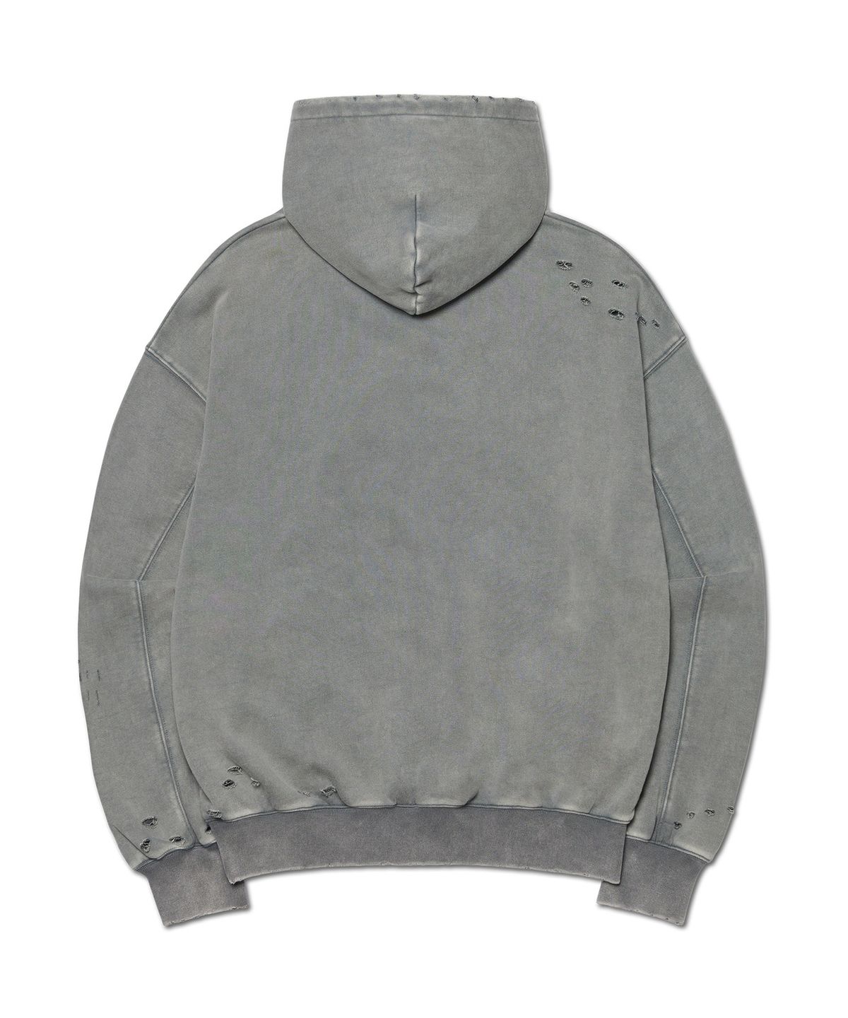 노매뉴얼(NOMANUAL) DAMAGED HOODIE - WASHED GRAY