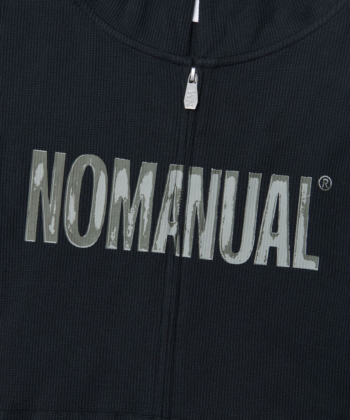 노매뉴얼(NOMANUAL) NM WAFFLE HOODED ZIP-UP - BLACK