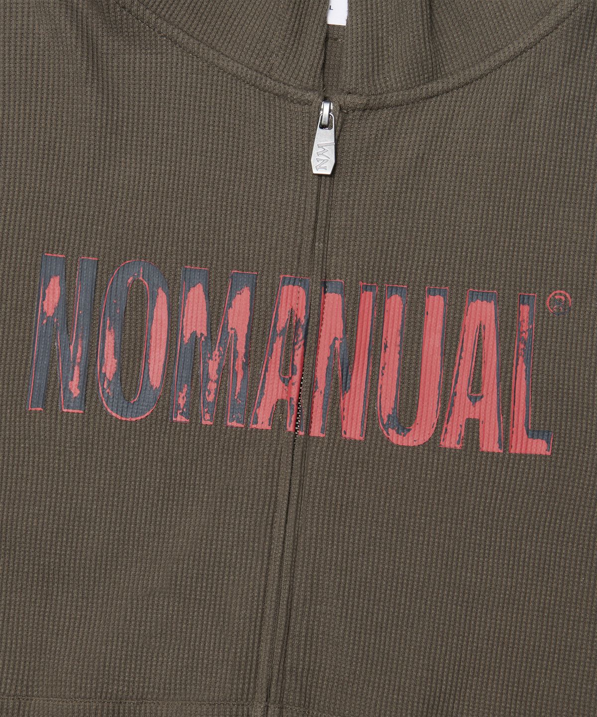 노매뉴얼(NOMANUAL) NM WAFFLE HOODED ZIP-UP - CHARCOAL