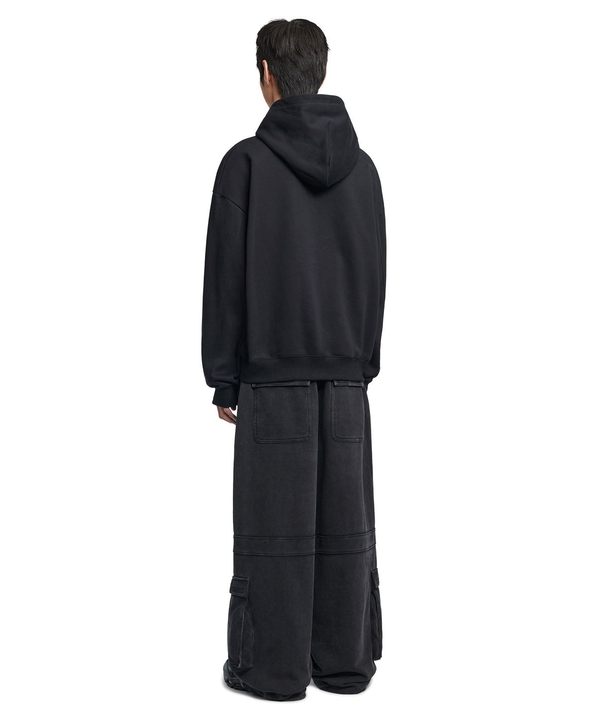 노매뉴얼(NOMANUAL) R.V CHAIN STITCHED HOODED ZIP-UP - BLACK