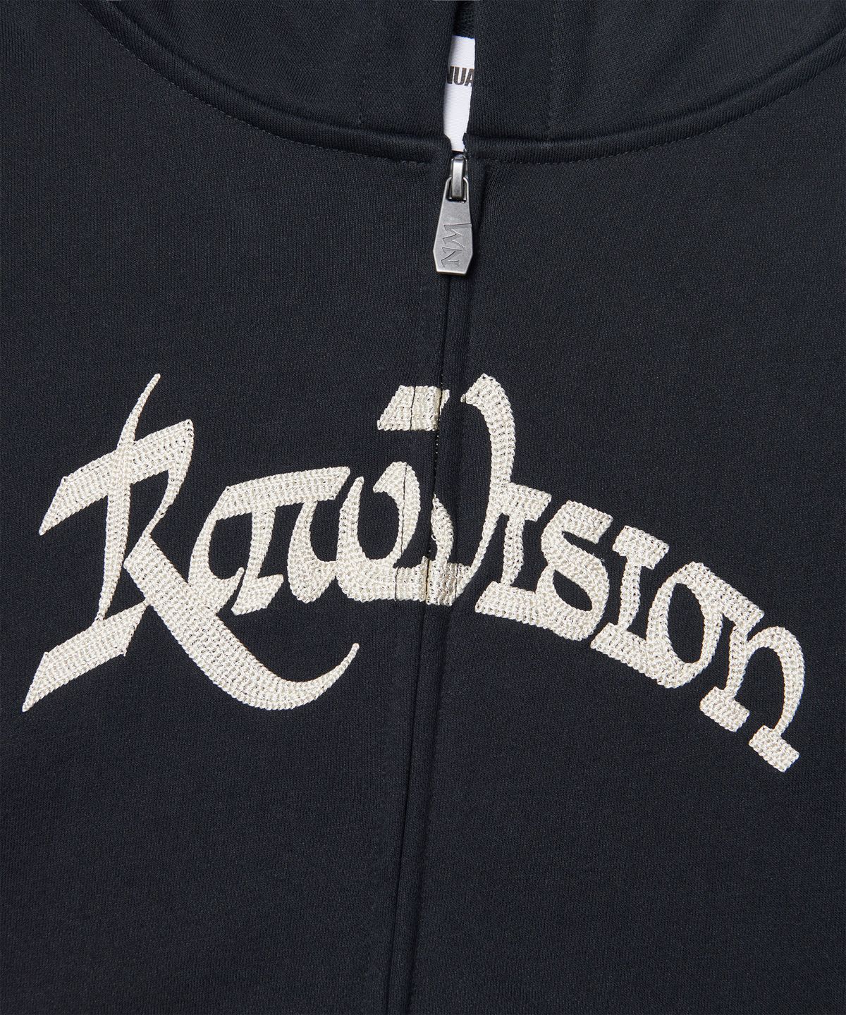 노매뉴얼(NOMANUAL) R.V CHAIN STITCHED HOODED ZIP-UP - BLACK