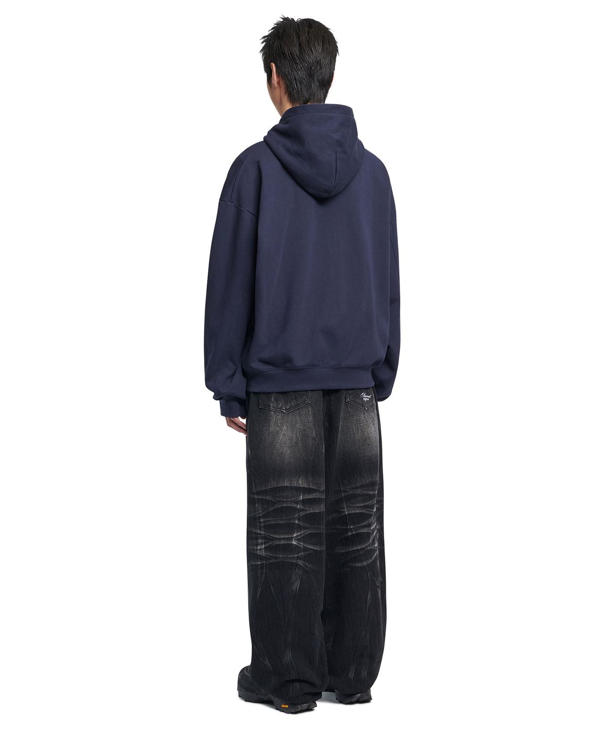 노매뉴얼(NOMANUAL) R.V CHAIN STITCHED HOODED ZIP-UP - DARK NAVY