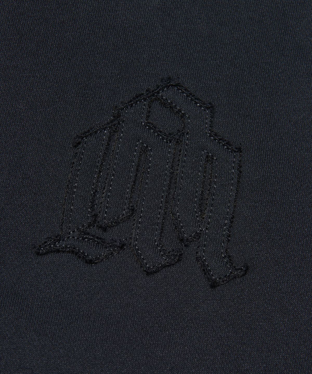 노매뉴얼(NOMANUAL) OVERLAY LOGO HOODED ZIP-UP - BLACK