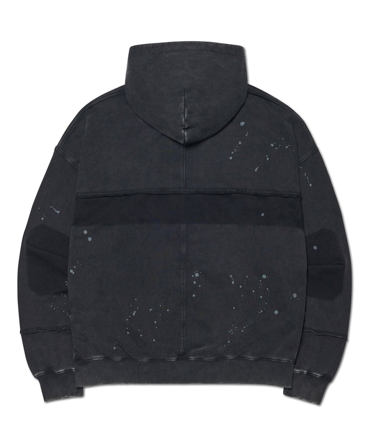 노매뉴얼(NOMANUAL) DETACHED PATCH HOODED ZIP-UP - WASHED BLACK
