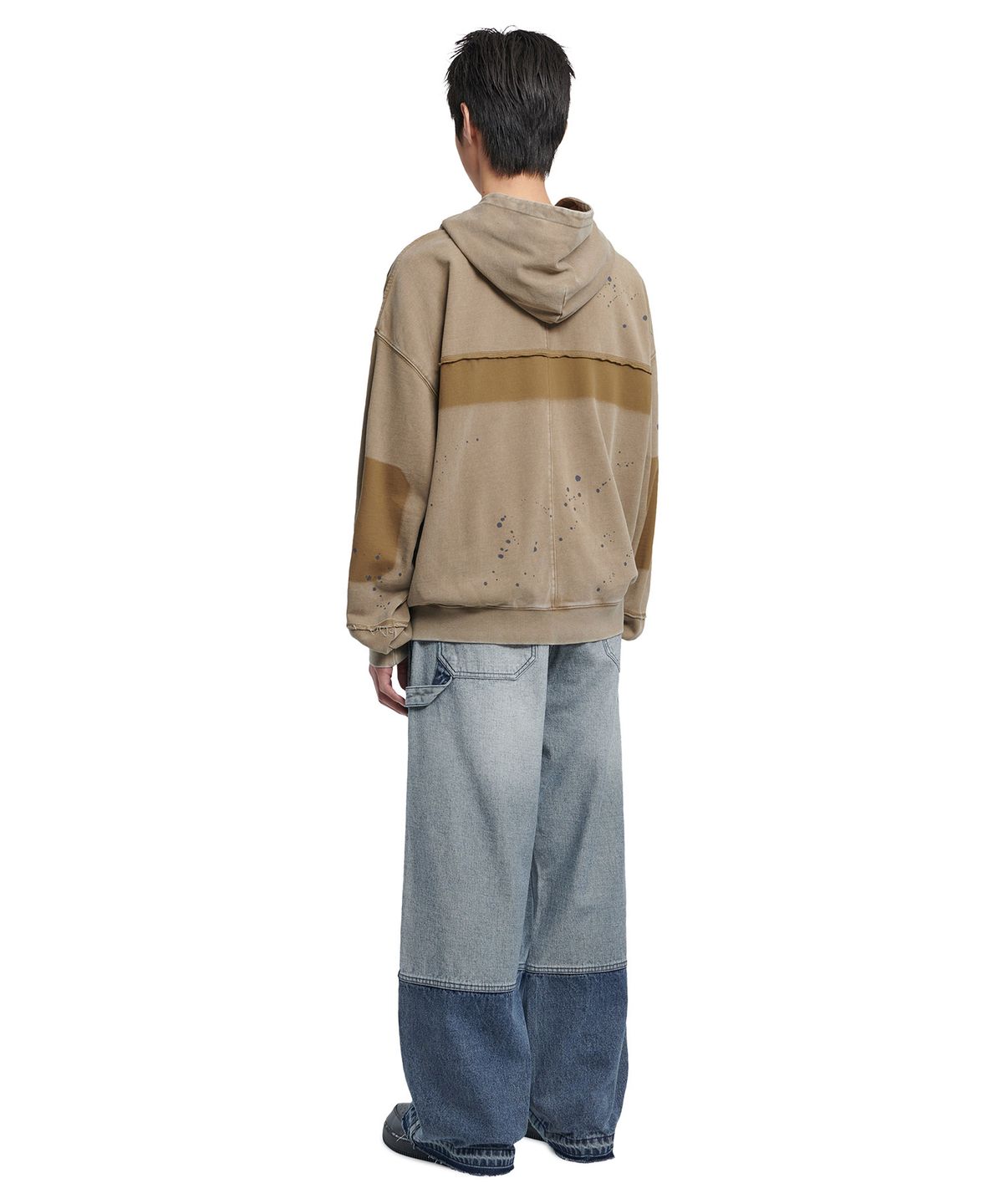 노매뉴얼(NOMANUAL) DETACHED PATCH HOODED ZIP-UP - WASHED BROWN