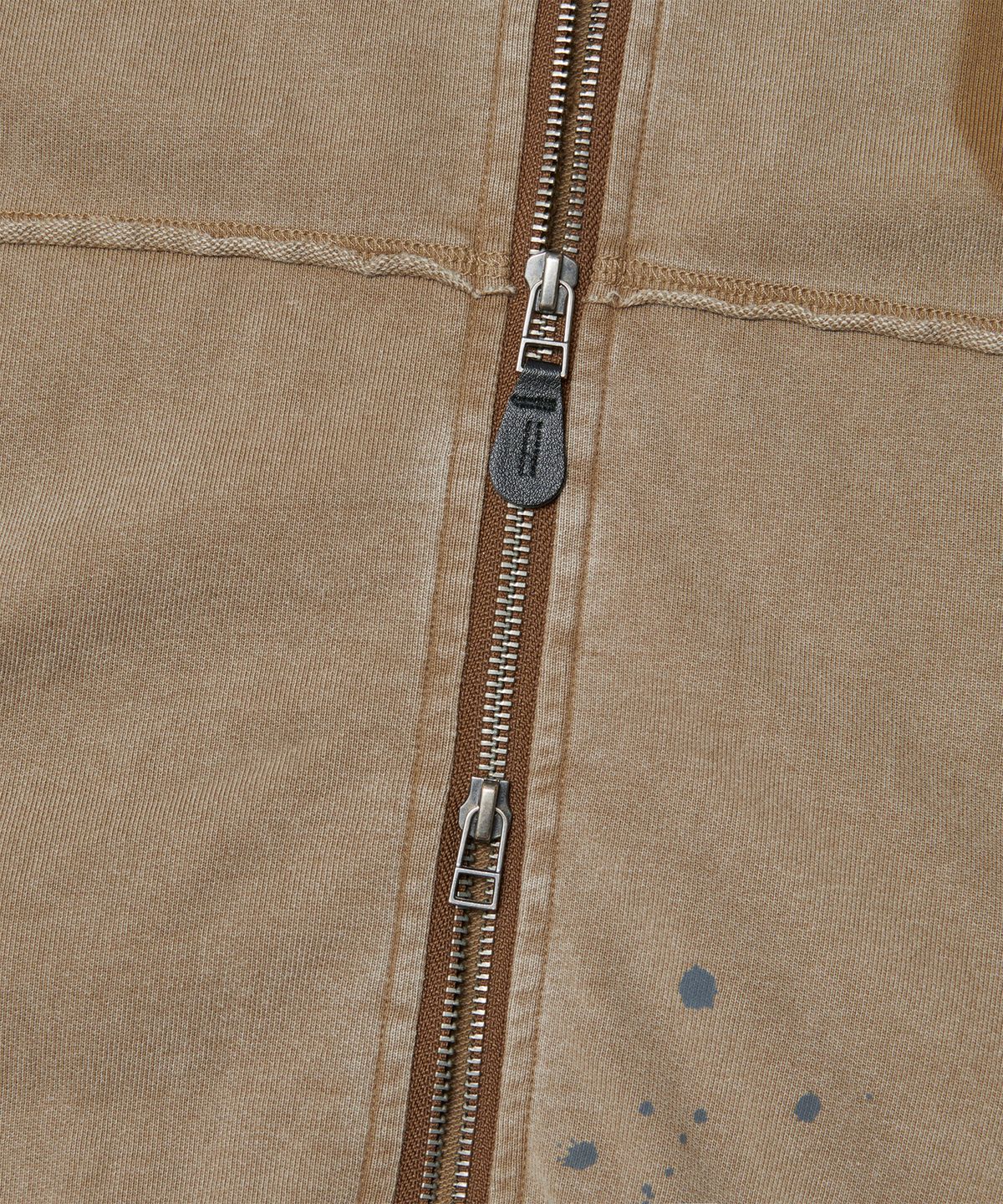노매뉴얼(NOMANUAL) DETACHED PATCH HOODED ZIP-UP - WASHED BROWN