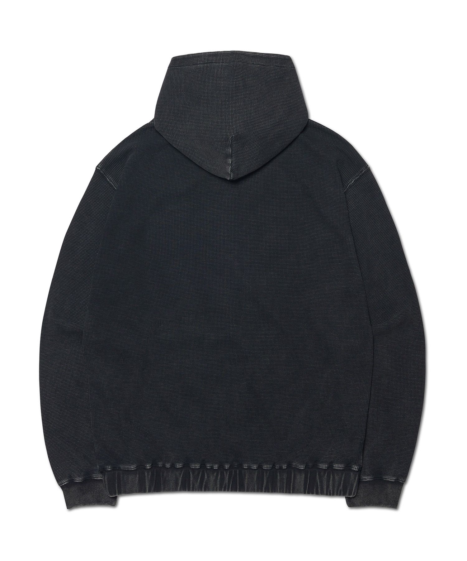 MUSINSA公式 | NOMANUAL VINTAGE WAFFLE HOODED ZIP-UP - WASHED BLACK