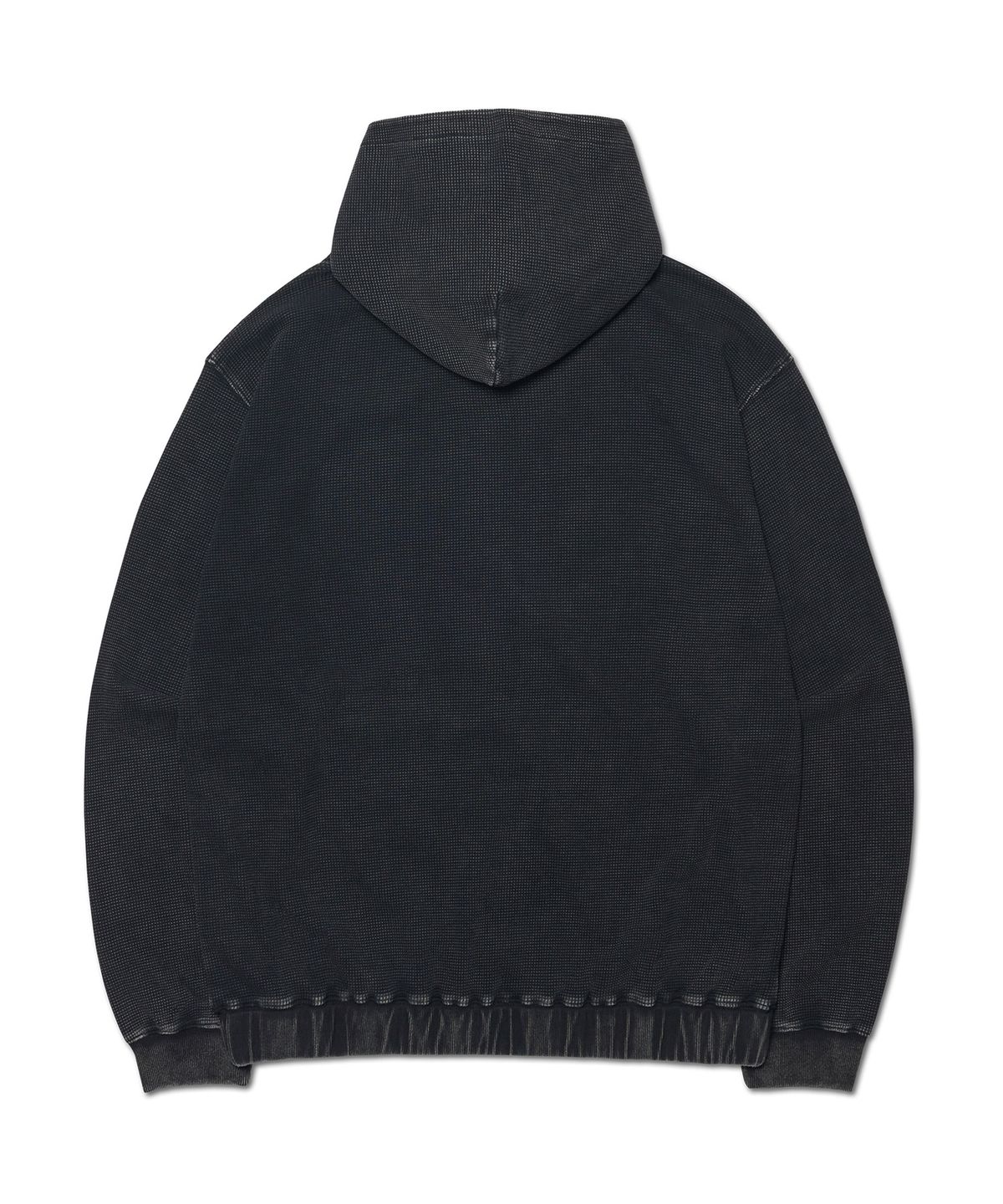 노매뉴얼(NOMANUAL) VINTAGE WAFFLE HOODED ZIP-UP - WASHED BLACK