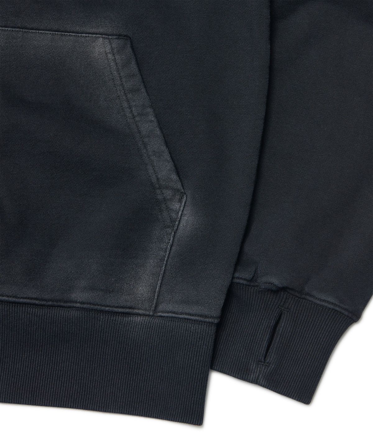 노매뉴얼(NOMANUAL) AFTER HOODED ZIP-UP - WASHED BLACK