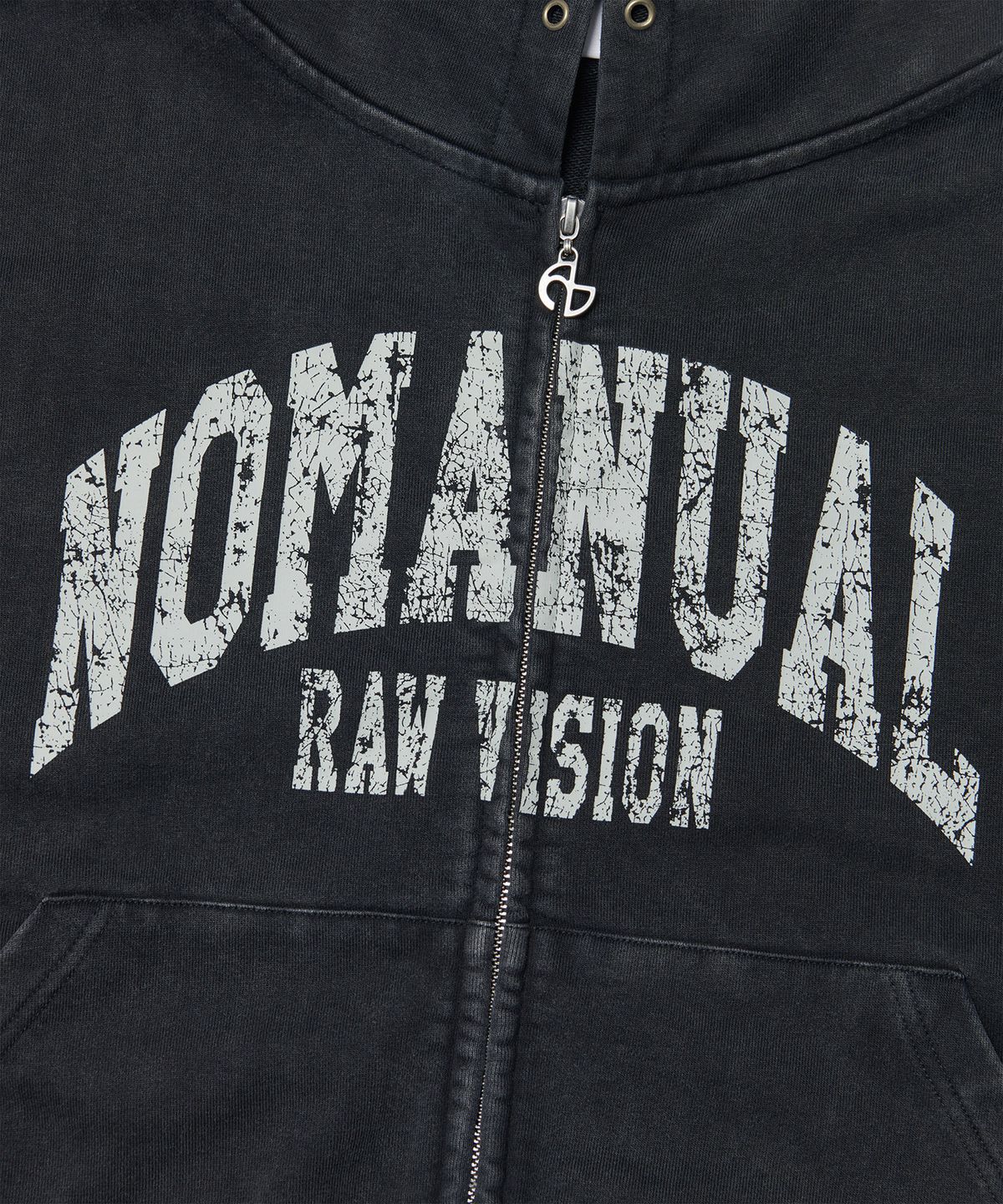 노매뉴얼(NOMANUAL) C.A VINTAGE HOODED ZIP-UP - WASHED BLACK