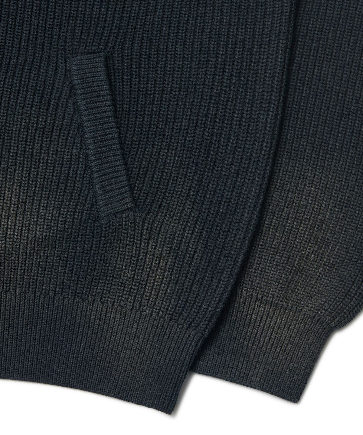 노매뉴얼(NOMANUAL) SPRAY DYEING KNIT ZIP-UP - BLACK