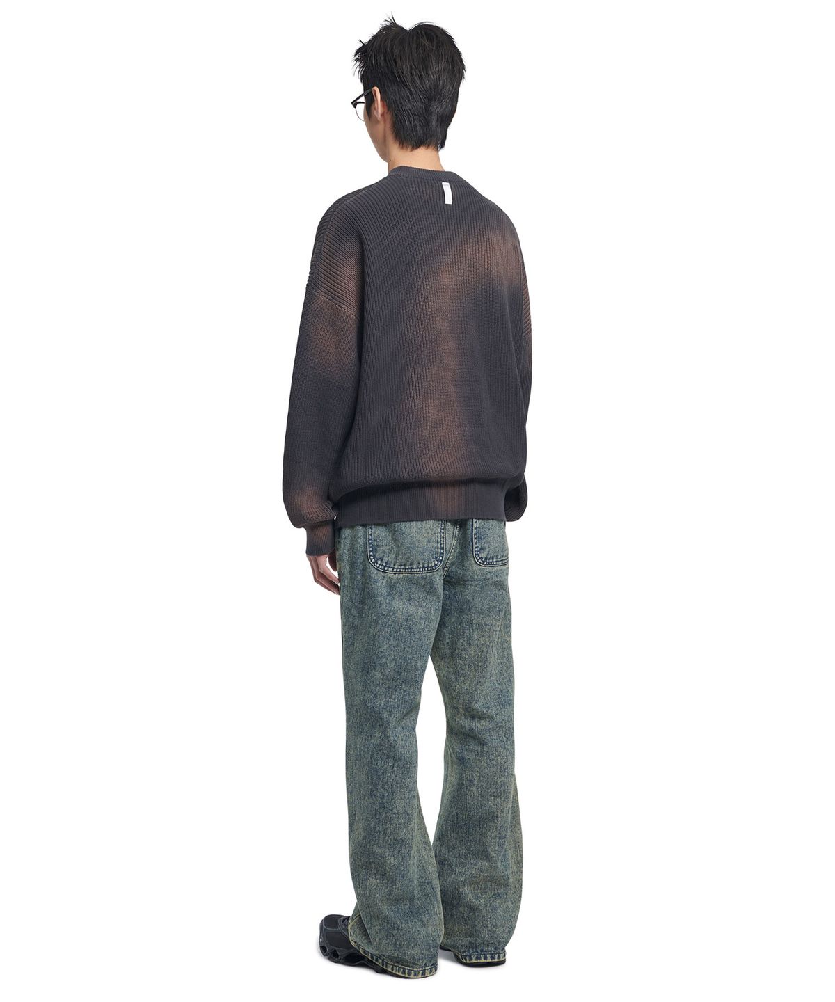 노매뉴얼(NOMANUAL) SPRAY DYEING KNIT ZIP-UP - CHARCOAL