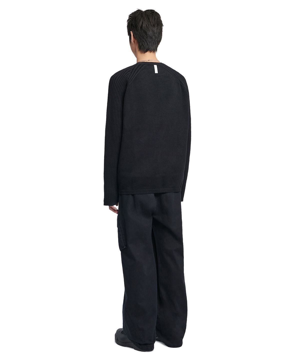 노매뉴얼(NOMANUAL) DOUBLE ECHO WOOL KNIT - BLACK