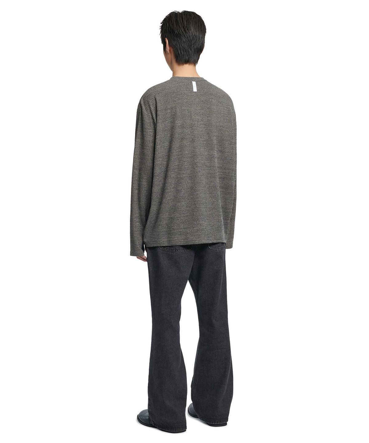 노매뉴얼(NOMANUAL) HENLEY NECK KNIT LONG SLEEVE - CHARCOAL