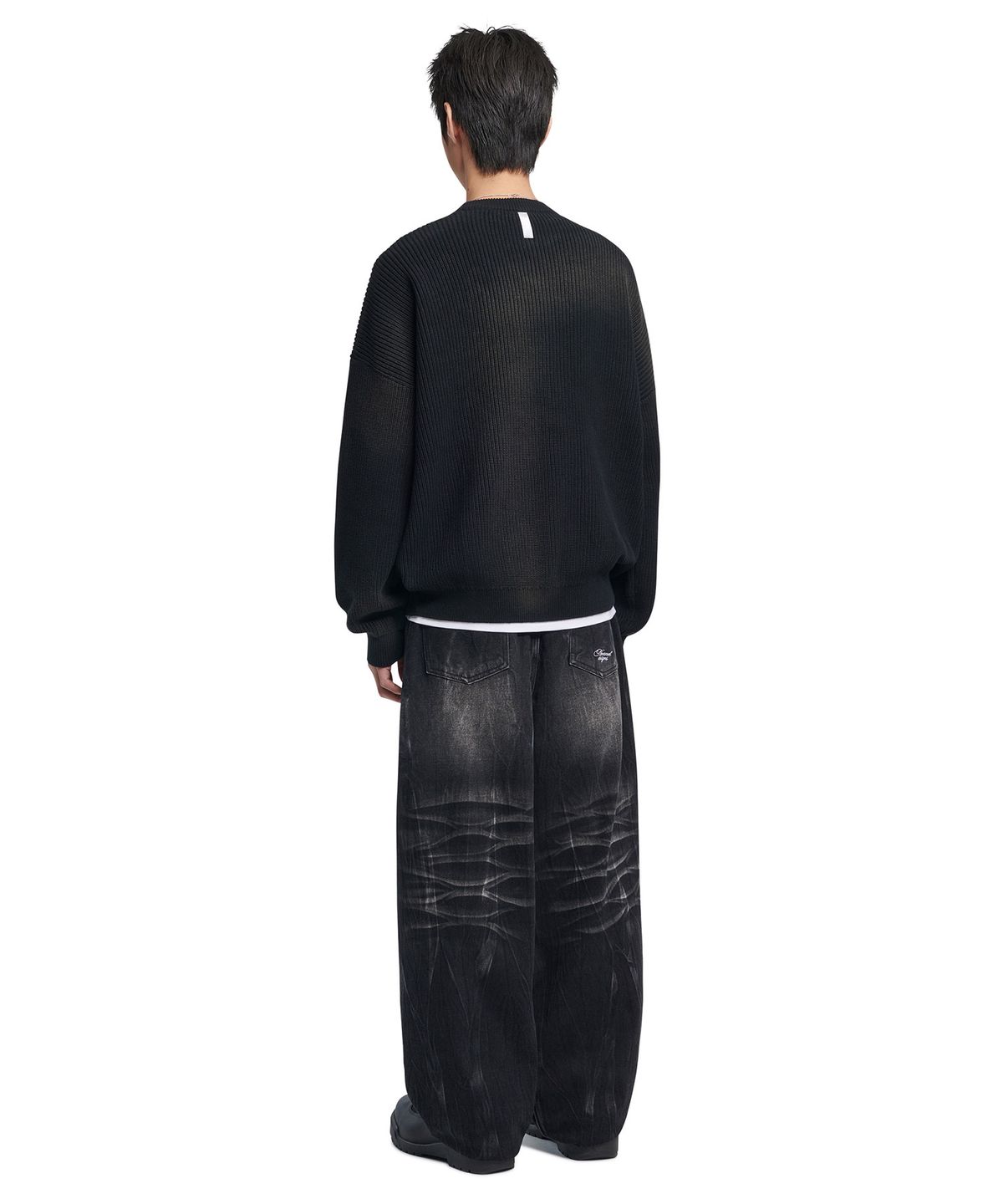 노매뉴얼(NOMANUAL) SPRAY DYEING KNIT - BLACK