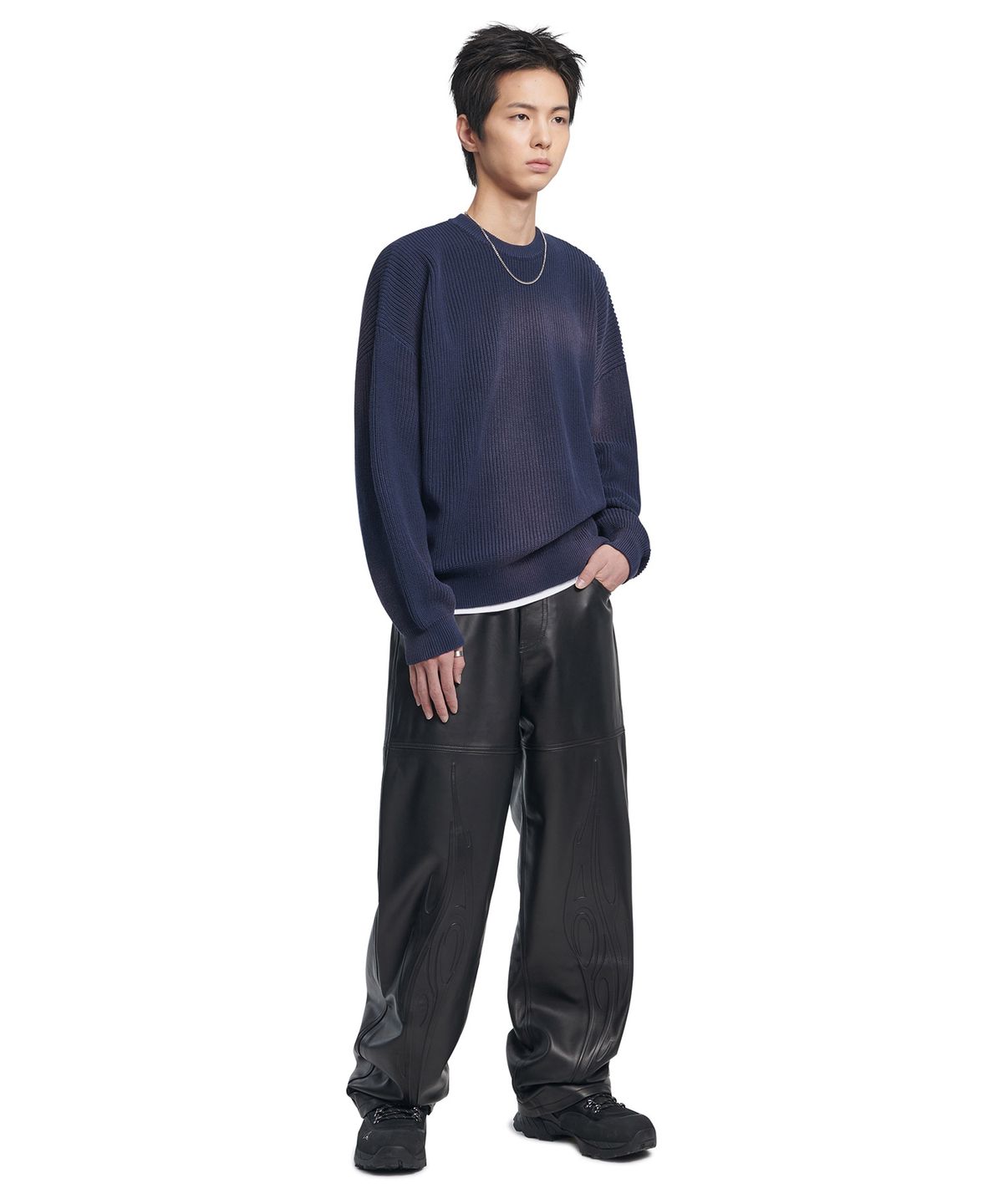 노매뉴얼(NOMANUAL) SPRAY DYEING KNIT - NAVY