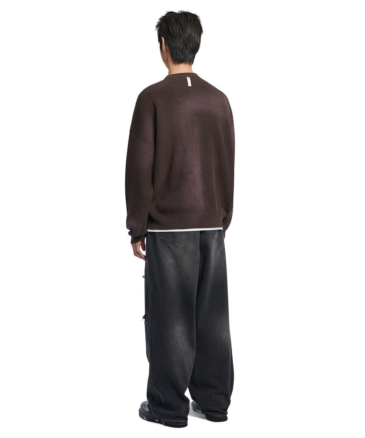 노매뉴얼(NOMANUAL) SPRAY DYEING KNIT - BROWN