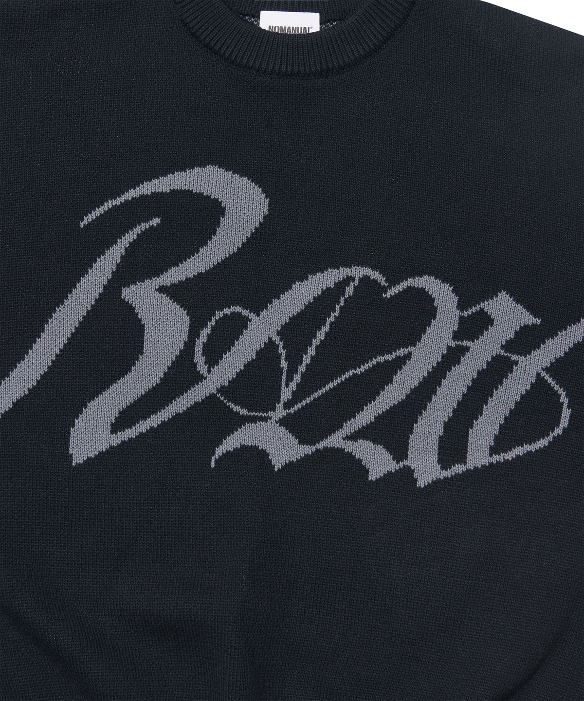 노매뉴얼(NOMANUAL) RAW JACQUARD KNIT - BLACK