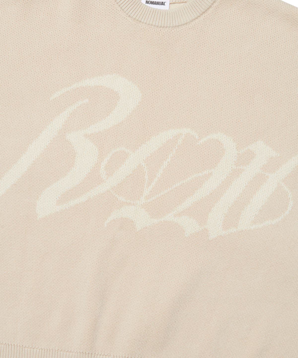 노매뉴얼(NOMANUAL) RAW JACQUARD KNIT - BEIGE
