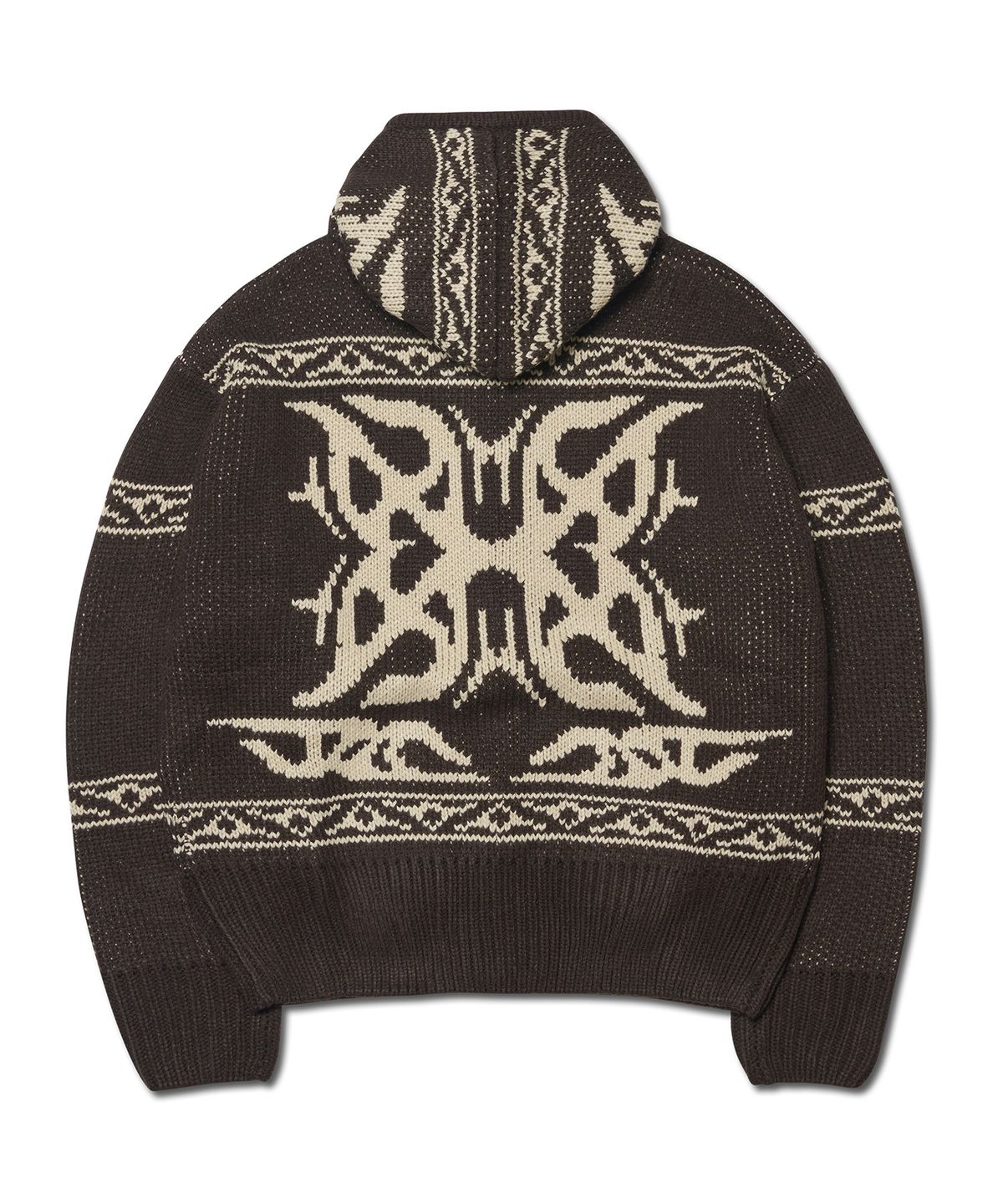 노매뉴얼(NOMANUAL) COWICHAN HOODED ZIP-UP - BROWN